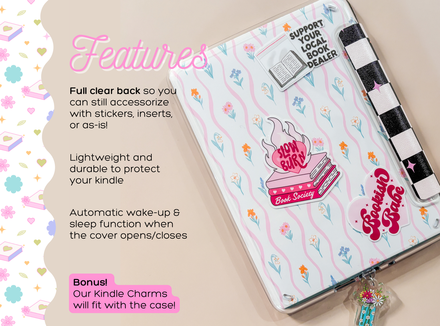 Coquette Pink Bows Kindle Case with Clear Back: Kindle Paperwhite 11th Gen