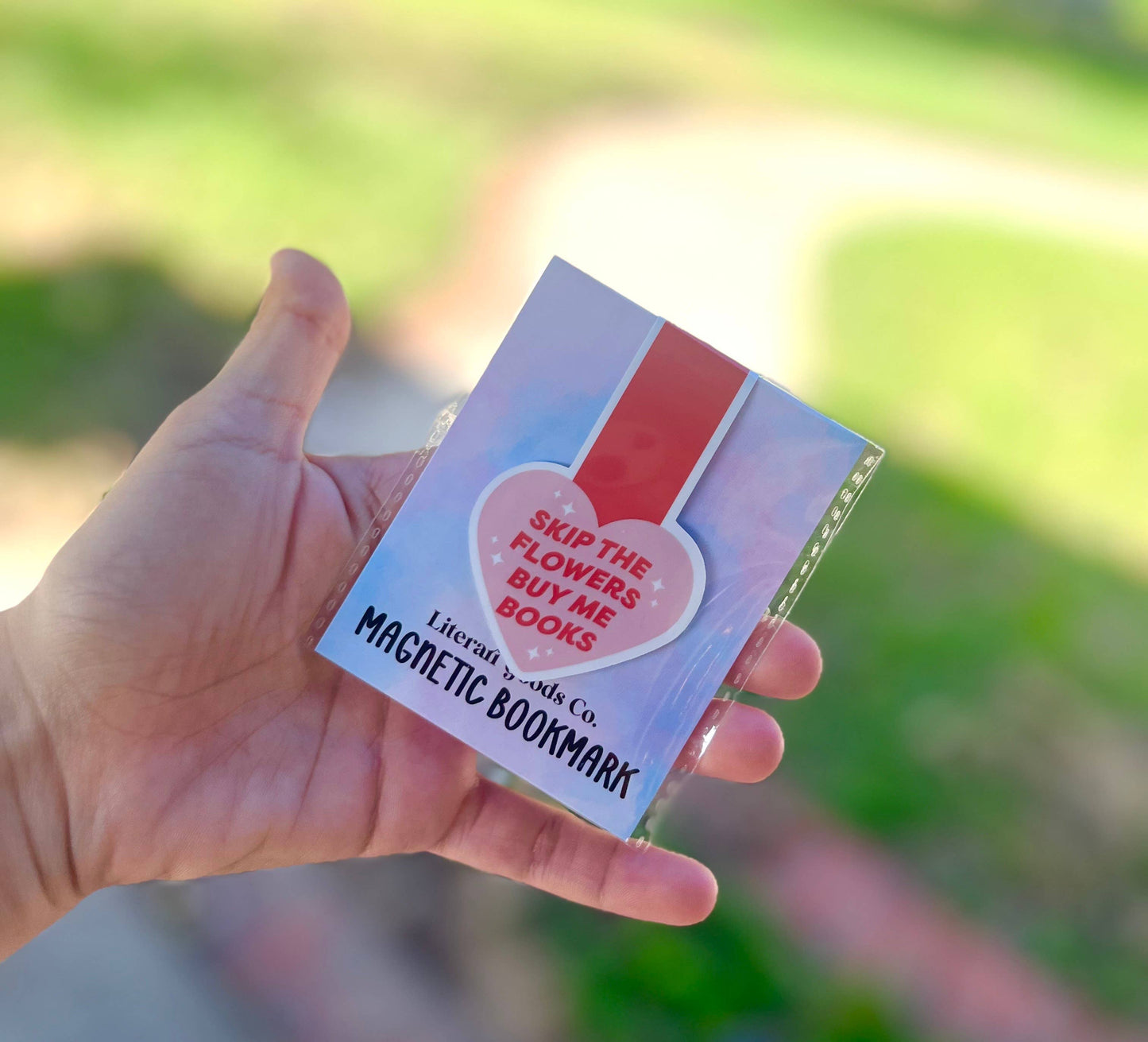 Magnetic Bookmark - Skip the Flowers Buy Me Books Pink