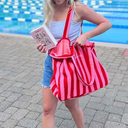 The Bookish Beach Bag: Pink/Red
