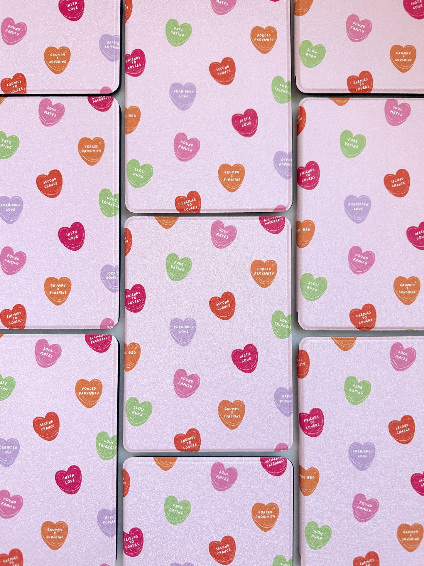 Book Trope Conversation Hearts - Kindle Case: Kindle Paperwhite 12th Generation/Colorsoft (7")