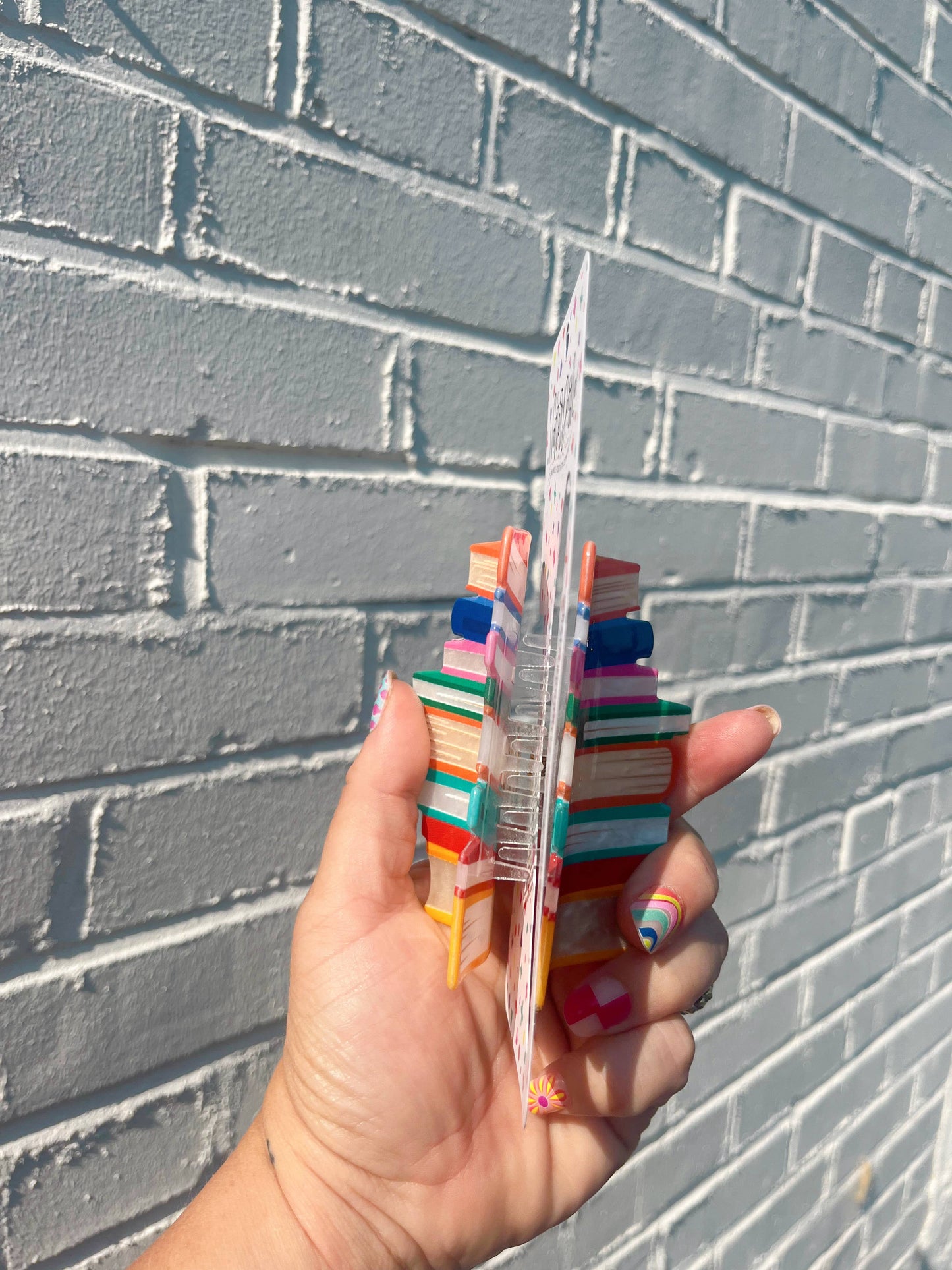 Read My Clips Book Stack Reading Bookstore Bookish Hair Claw: Multi-Colored