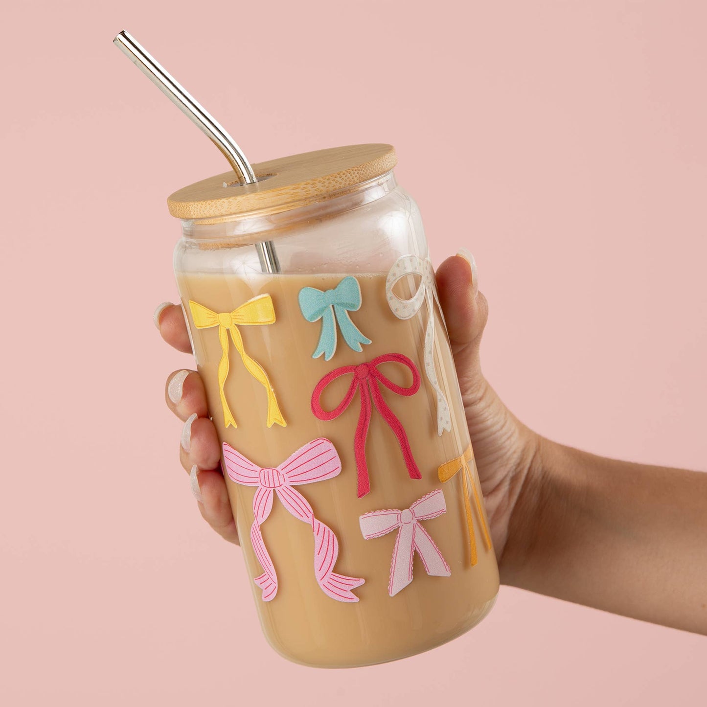 Coquette Bows Glass Can