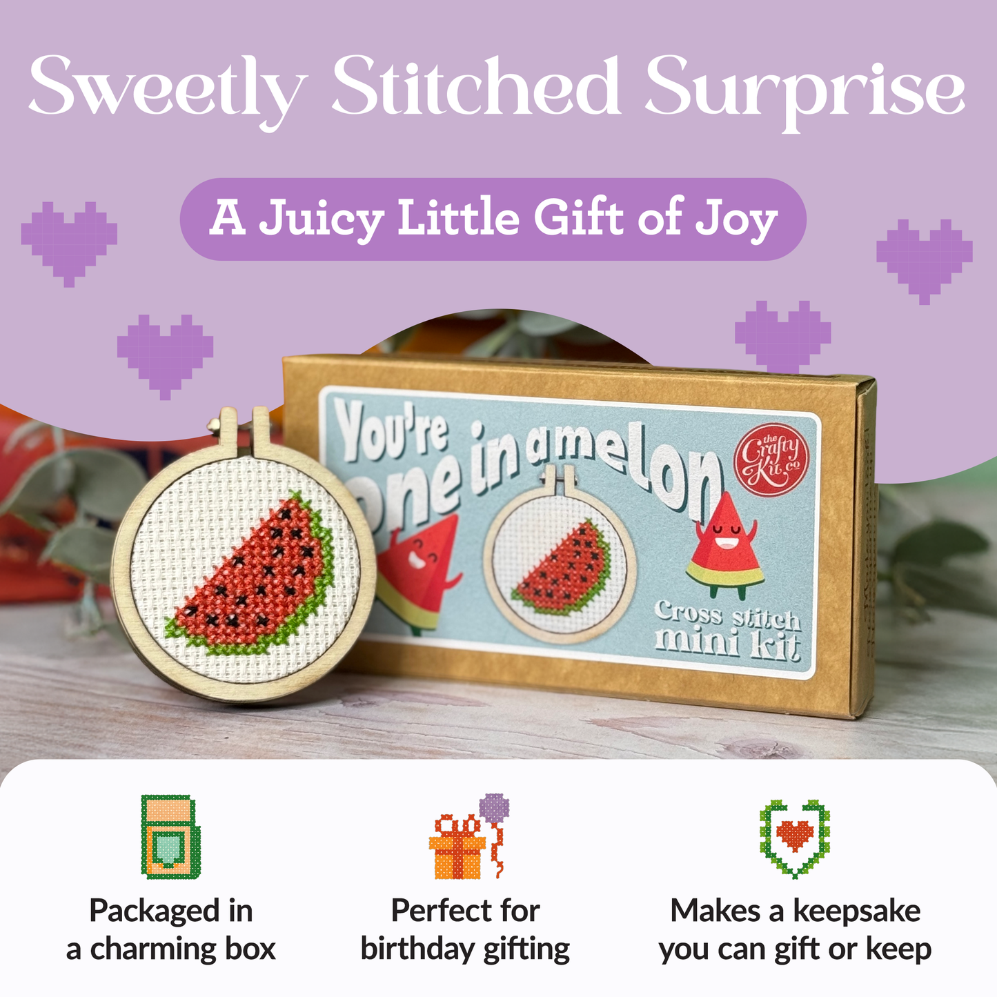 'You're One in a Melon' Mini Matchbox Cross Stitch Kit