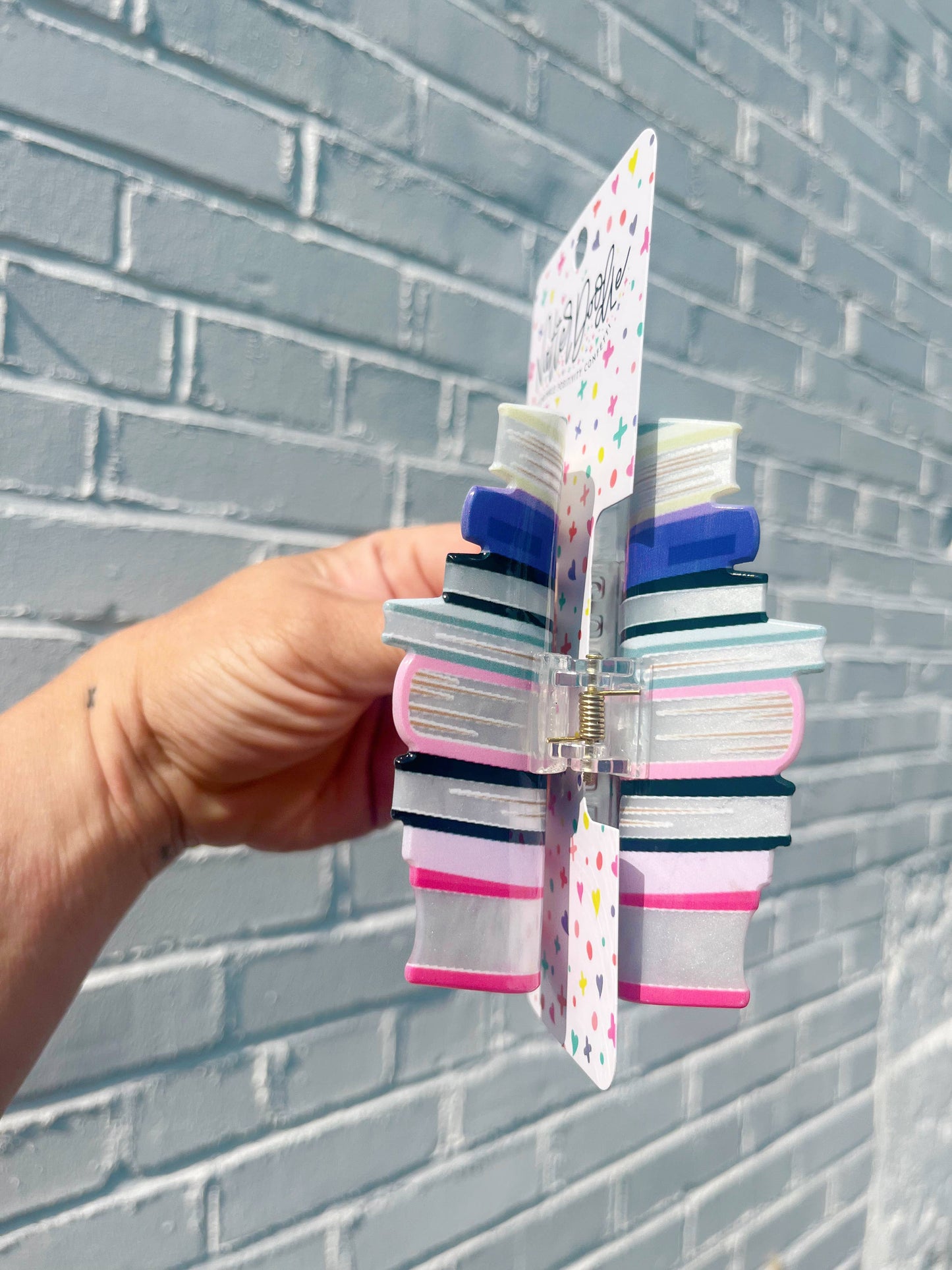 Read My Clips Book Stack Reading Bookstore Bookish Hair Claw: Multi-Colored