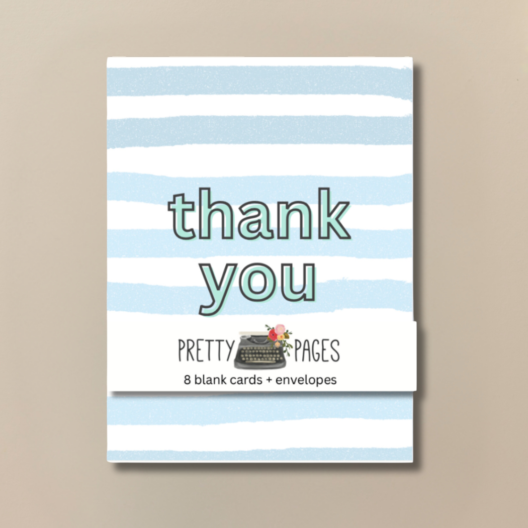 Watercolor Stripe Thank You Cards | Boxed Set