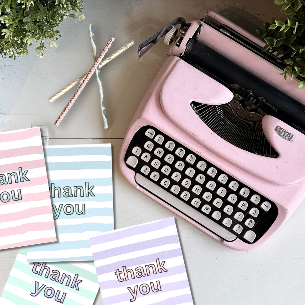 Watercolor Stripe Thank You Cards | Boxed Set