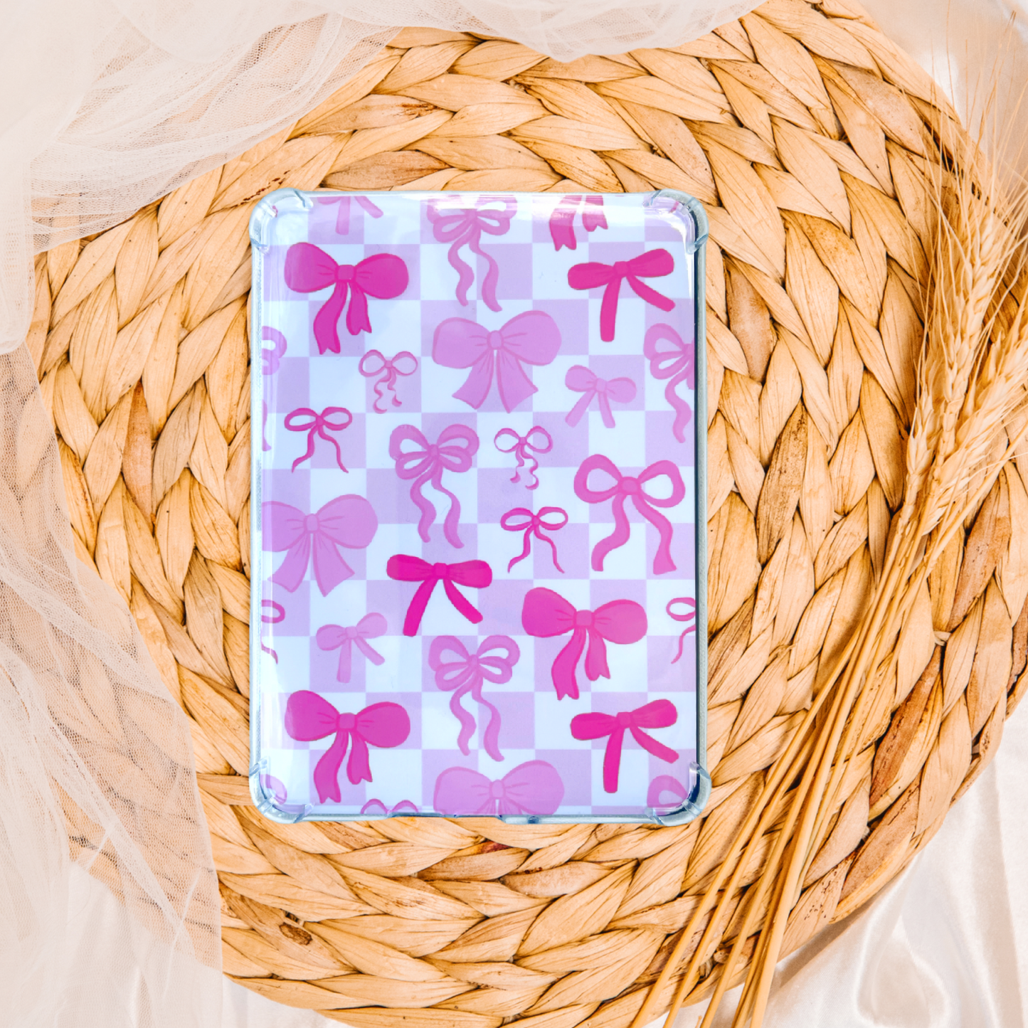 Checkered Bows Kindle Insert, Kindle Decor: 11th Gen