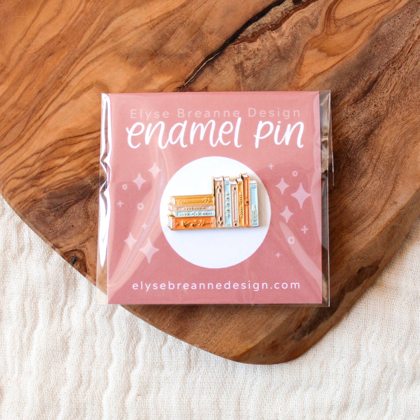 Stack of Books Enamel Pin 1x1in.