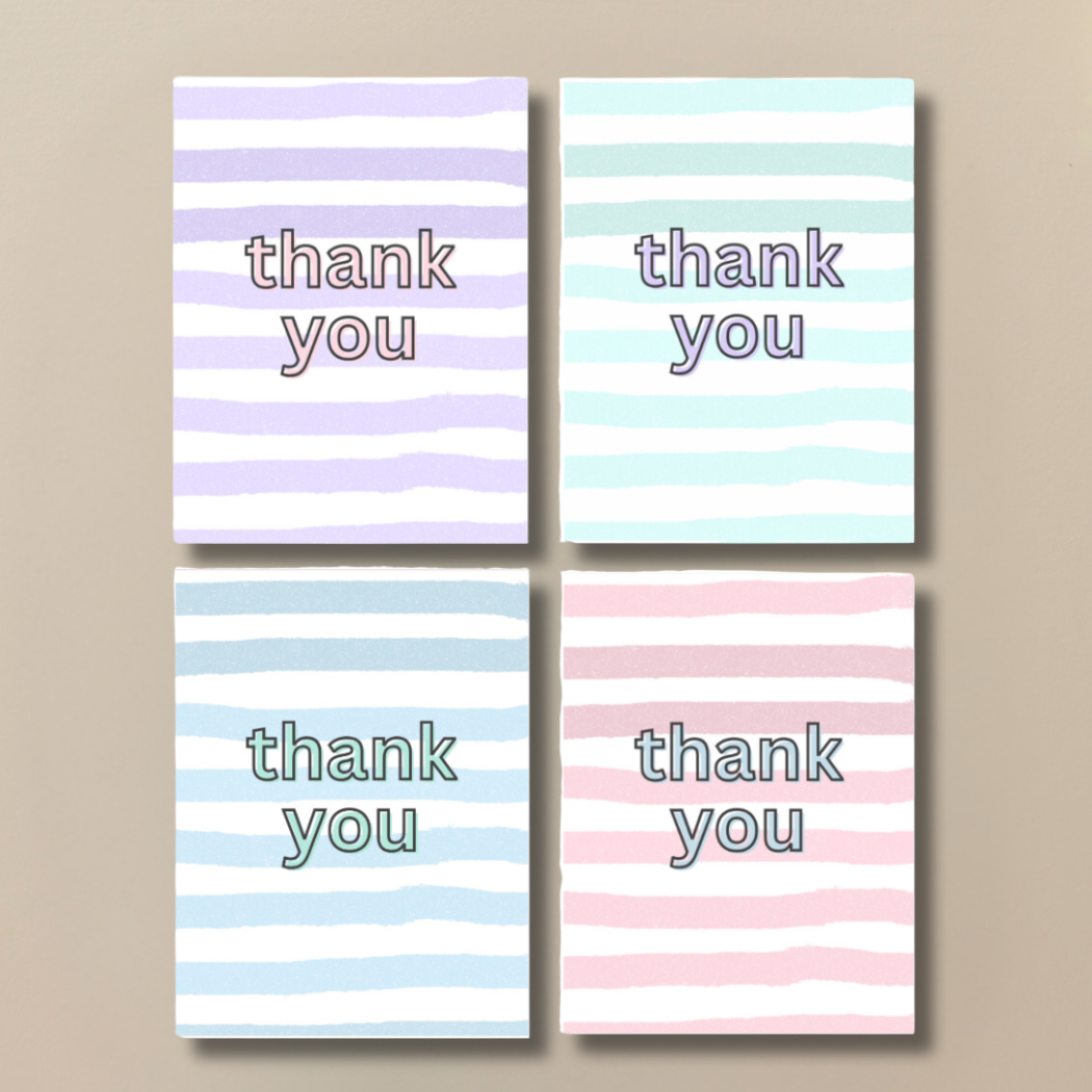 Watercolor Stripe Thank You Cards | Boxed Set