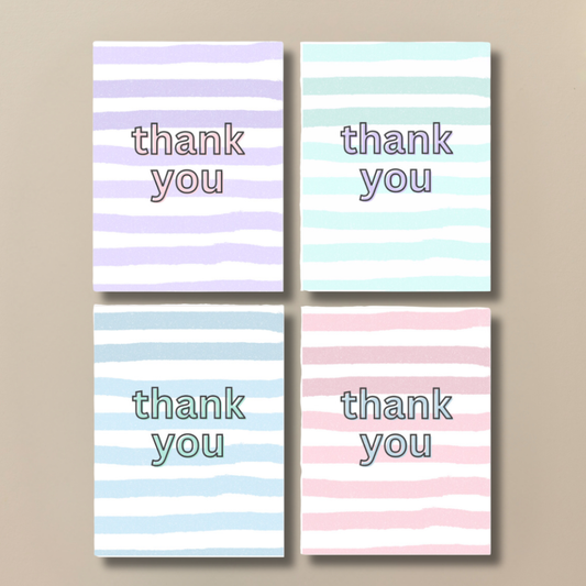 Watercolor Stripe Thank You Cards | Boxed Set