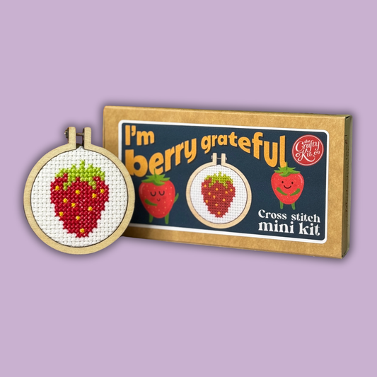 'I'm Berry Grateful' Mini Matchbox Cross Stitch Kit