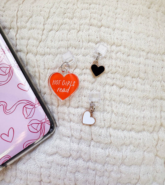 Kindle & Kobo Charm | Heartstrings Collection: White Heart / Clear