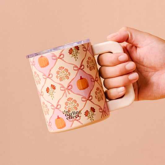 14 oz Insulated Mug-Patchwork Pumpkins